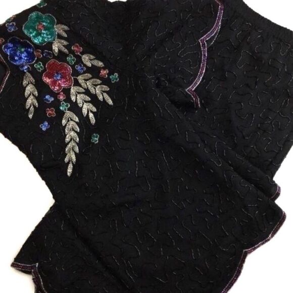 Vintage 100% SILK Scala 1980s Beaded 2pc Skirt Set - Picture 9 of 9